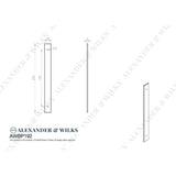 Line technical drawing image of Alexander & Wilks - Rectangular Cabinet Pull Backplate-Satin Nickel-232X22X3mm - 192mm C/C | Sku. awbp192sn | Trade Door Handles.