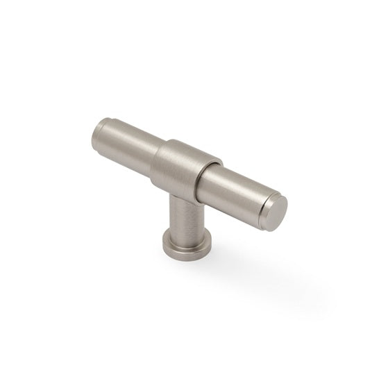 Alexander & Wilks Kingston Plain T-Bar Cupboard Knob-Satin Nickel PVD