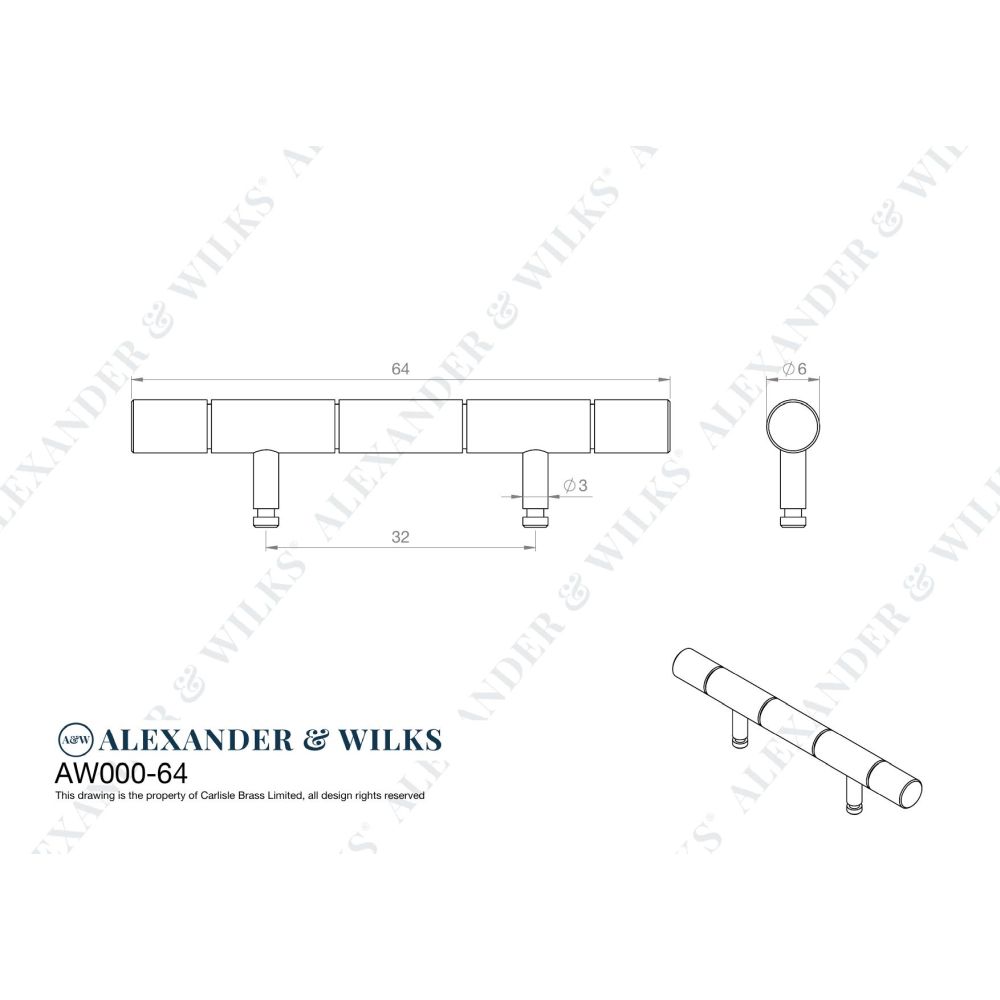 Alexander & Wilks - Cabinet Brass Dummy Hinge