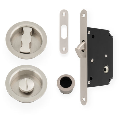 Alexander & Wilks - Radius Sliding Door Lock Set - Satin Nickel aw110rsn