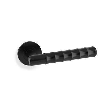 High quality image of Alexander & Wilks - Spitfire Bamboo Lever on Rose - Black | Sku. aw225bl | Trade Door Handles.