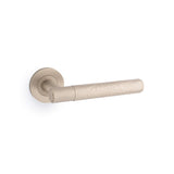 High quality image of Alexander & Wilks - Spitfire Hammered Lever On Round Rose-Satin Nickel | Sku. aw223sn | Trade Door Handles.