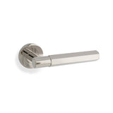 High quality image of Alexander & Wilks - Spitfire Hex Lever on Round Rose - Polished Nickel | Sku. aw224pn | Trade Door Handles.