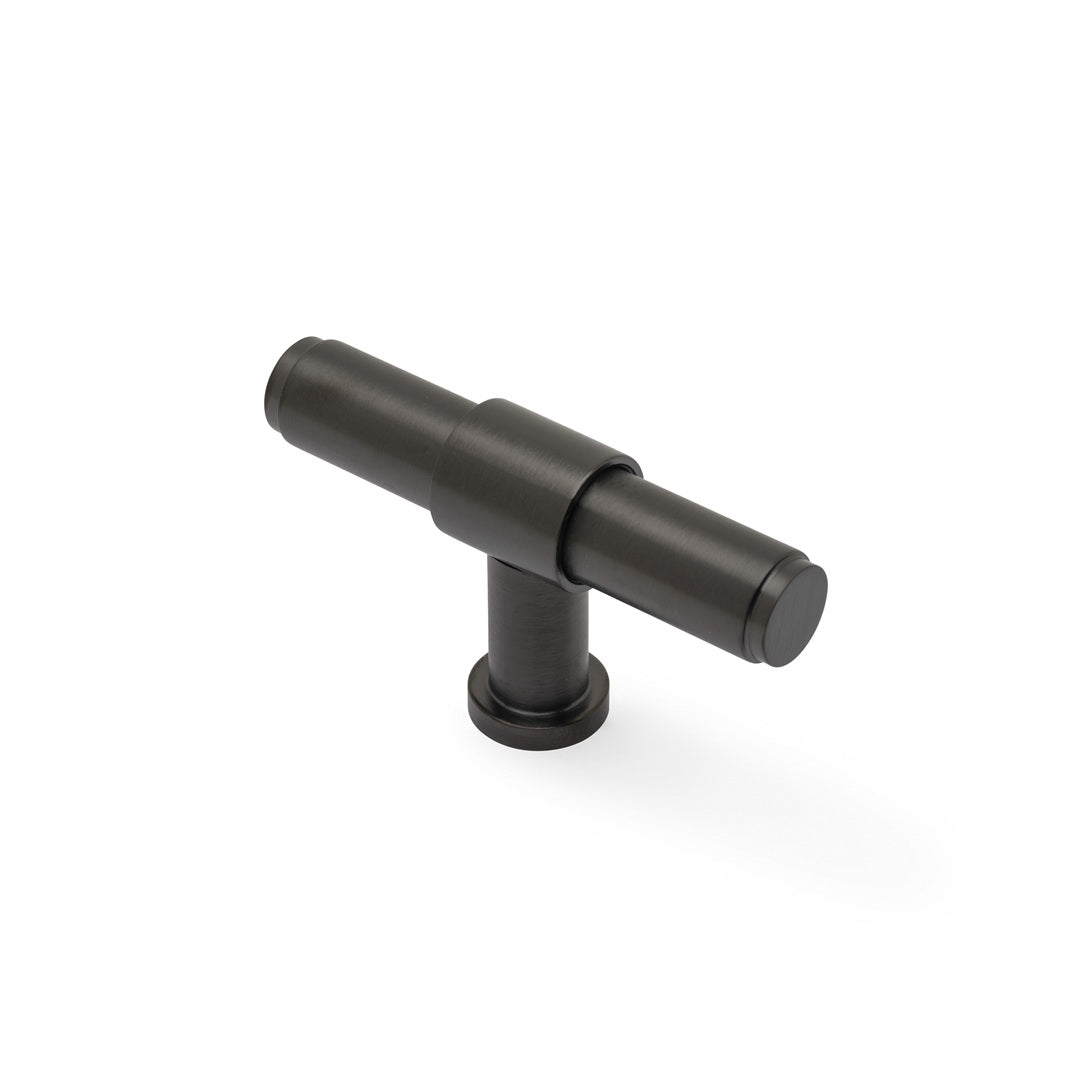 Alexander & Wilks Kingston Plain T-Bar Cupboard Knob-Dark Bronze PVD aw838p-80-dbzpvd