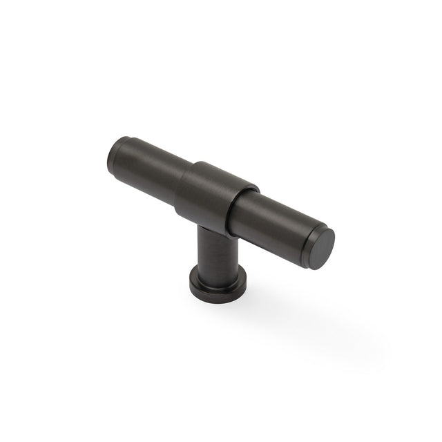 Alexander & Wilks Kingston Plain T-Bar Cupboard Knob-Dark Bronze PVD aw838p-80-dbzpvd