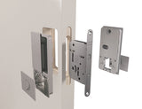 Quality image of AGB Wave Flush Pocket Door Handle & Bathroom Lock Set - Matt Black | Sku. agbwbpdmb | available from Trade Door Handles.
