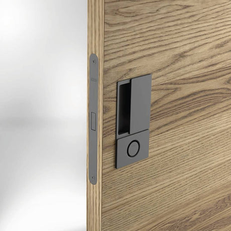 Quality image of AGB Wave Flush Door Handle & Bathroom Lock Set - Matt Black | Sku. agbwbmb | available from Trade Door Handles.