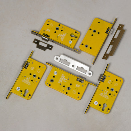 Quality image of Atlantic DIN Heavy Duty Bathroom Lock Single Turn 60mm backset - Satin Brass | Sku. alkdinb60hdsb | available from Trade Door Handles.