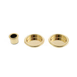 Quality image of AGB Sliding Door Flush Pull Round - Polished Brass | Sku. b019201003 | available from Trade Door Handles.