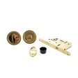 Quality image of AGB Sliding Door Bathroom Lock Set with Round Flush Handle - Polished Brass | Sku. b046815003 | available from Trade Door Handles.
