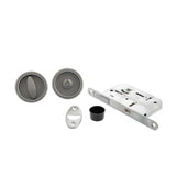 Quality image of AGB Sliding Door Bathroom Lock Set with Round Flush Handle - Satin Chrome | Sku. b046815034 | available from Trade Door Handles.