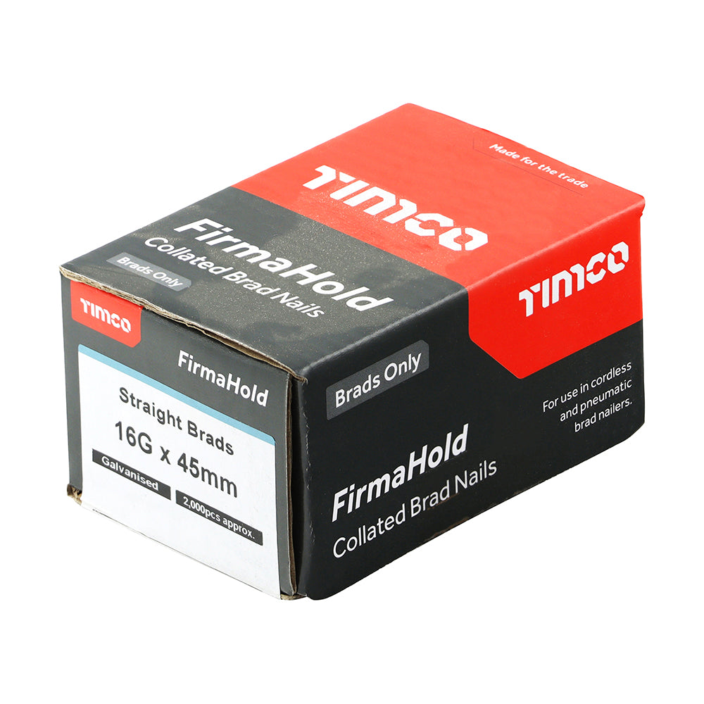 This is an image of Timco - FirmaHold Collated Brad Nails - 16 Gauge - Straight - Galvanised 16g x 45mm (2000 PCS Box) BG1645