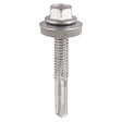 This is an image of Timco - Metal Construction Heavy Section Screws - Hex - EPDM Washer - Self-Drilling - Exterior - Silver Organic 5.5 x 38mm - (100 PCS Box) BMH38W16