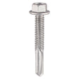 This is an image of Timco - Metal Construction Heavy Section Screws - Hex - Self-Drilling - Bi-Metal - Exterior - Silver Organic 5.5 x 55mm - (100 PCS Box) BMH55