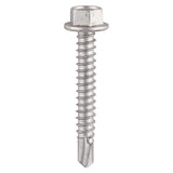 This is an image of Timco - Metal Construction Light Section Screws - Hex - Self-Drilling - Bi-Metal - Exterior - Silver Organic 5.5 x 100mm - (100 PCS Box) BML100
