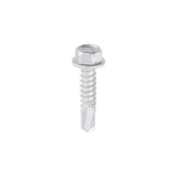 This is an image of Timco - Metal Construction Light Section Screws - Hex - Self-Drilling - Bi-Metal - Exterior - Silver Organic 5.5 x 25mm - (100 PCS Box) BML25