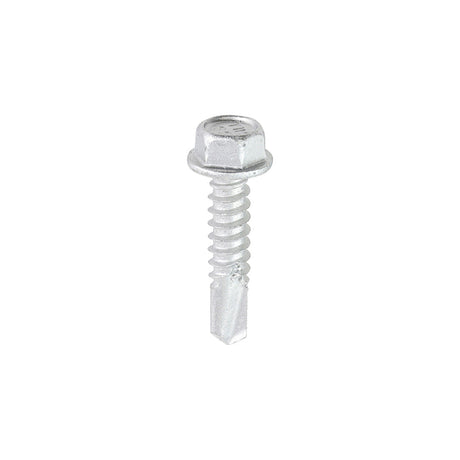 This is an image of Timco - Metal Construction Light Section Screws - Hex - Self-Drilling - Bi-Metal - Exterior - Silver Organic 5.5 x 25mm - (100 PCS Box) BML25