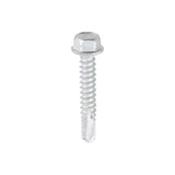 This is an image of Timco - Metal Construction Light Section Screws - Hex - Self-Drilling - Bi-Metal - Exterior - Silver Organic 5.5 x 32mm - (100 PCS Box) BML32