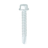 This is an image of Timco - Metal Construction Light Section Screws - Hex - Self-Drilling - Bi-Metal - Exterior - Silver Organic 5.5 x 38mm - (100 PCS Box) BML38