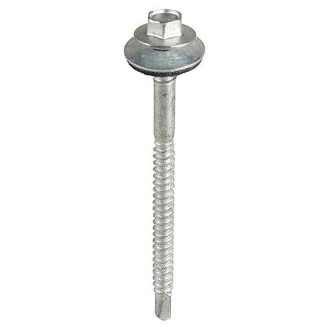 This is an image of Timco - Metal Construction Composite Panel Screws - Hex - EPDM Washer - Self-Drilling - Bi-Metal - Exterior - Silver Organic 5.5/6.3 x 70mm - (100 PCS Box) BMLH70W16