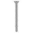 This is an image of Timco - Metal Construction Timber to Light Section Screws - Countersunk - Wing-Tip - Self-Drilling - Bi-Metal - Exterior - Silver Organic 5.5 x 65mm - (200 PCS Box) BMLW65