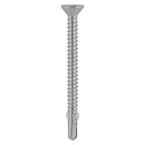 This is an image of Timco - Metal Construction Timber to Light Section Screws - Countersunk - Wing-Tip - Self-Drilling - Bi-Metal - Exterior - Silver Organic 5.5 x 65mm - (200 PCS Box) BMLW65