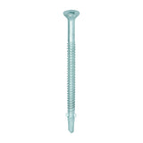 This is an image of Timco - Metal Construction Timber to Light Section Screws - Countersunk - Wing-Tip - Self-Drilling - Bi-Metal - Exterior - Silver Organic 5.5 x 85mm - (100 PCS Box) BMLW85
