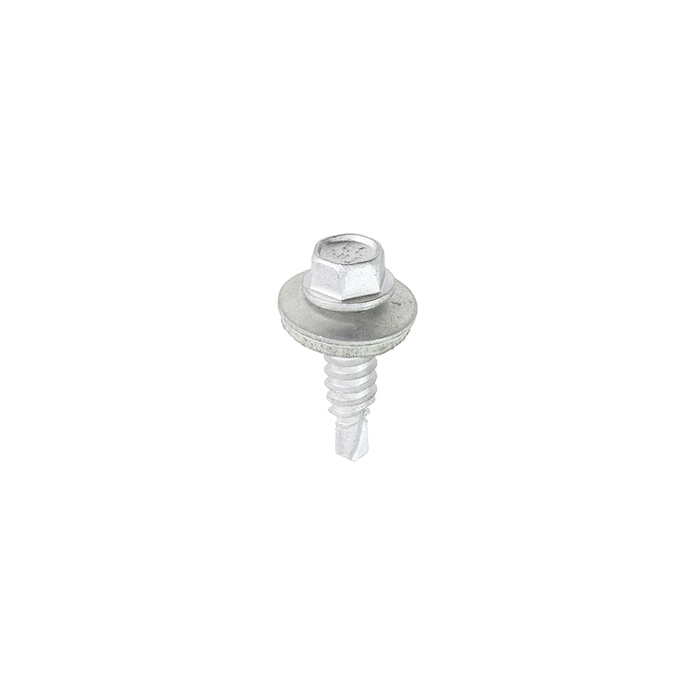 This is an image of Timco - Metal Construction Stitching Screws - For Sheet to Sheet - Hex - EPDM Washer - Bi-Metal - Exterior - Silver Organic 6.3 x 22mm - (100 PCS Box) BMS22W16