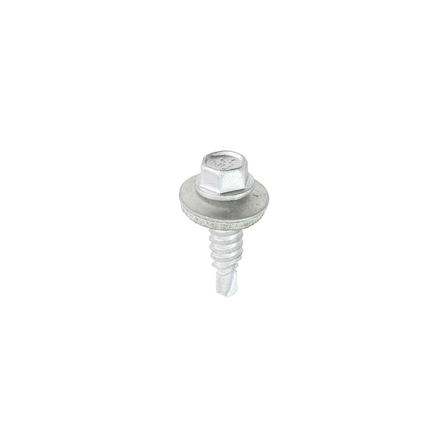 This is an image of Timco - Metal Construction Stitching Screws - For Sheet to Sheet - Hex - EPDM Washer - Bi-Metal - Exterior - Silver Organic 6.3 x 22mm - (100 PCS Box) BMS22W16