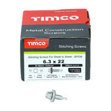 This is an image of Timco - Metal Construction Stitching Screws - For Sheet to Sheet - Hex - EPDM Washer - Bi-Metal - Exterior - Silver Organic 6.3 x 22mm - (100 PCS Box) BMS22W16
