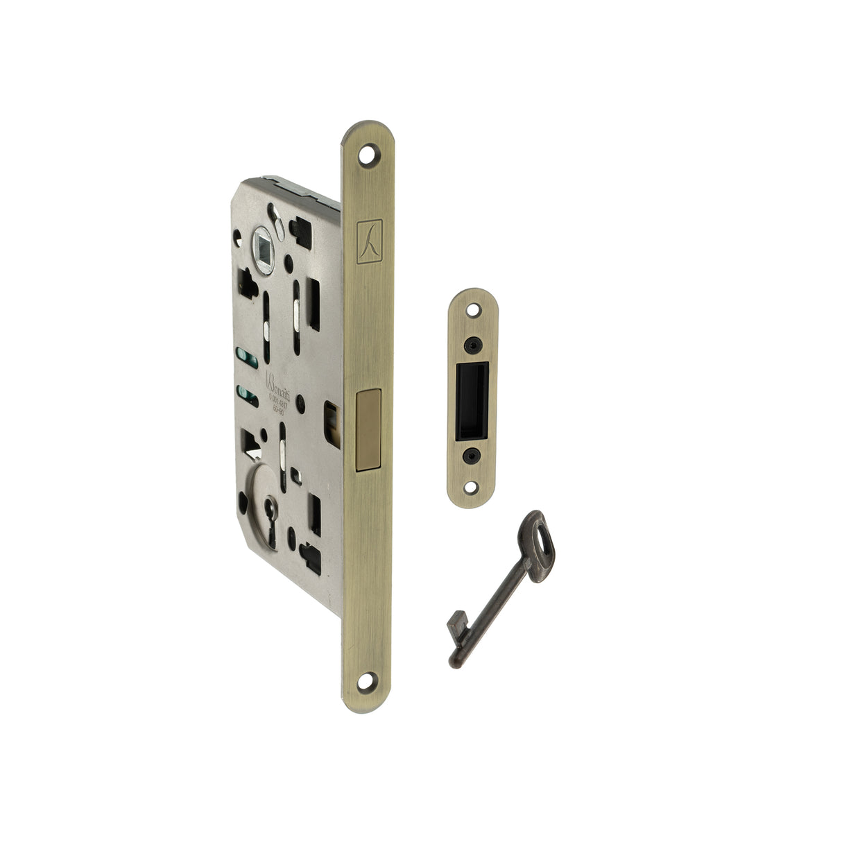 Quality image of Bonaiti Polaris 2XT Magnetic Key Sashlock 60mm backset - Matt Antique Brass | Sku. bon2xtlk60mab | available from Trade Door Handles.
