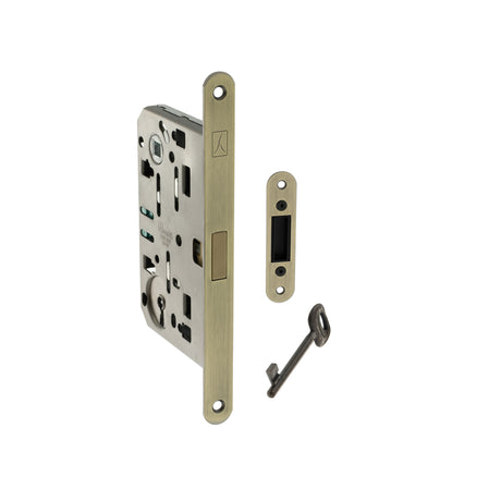 Quality image of Bonaiti Polaris 2XT Magnetic Key Sashlock 60mm backset - Matt Antique Brass | Sku. bon2xtlk60mab | available from Trade Door Handles.