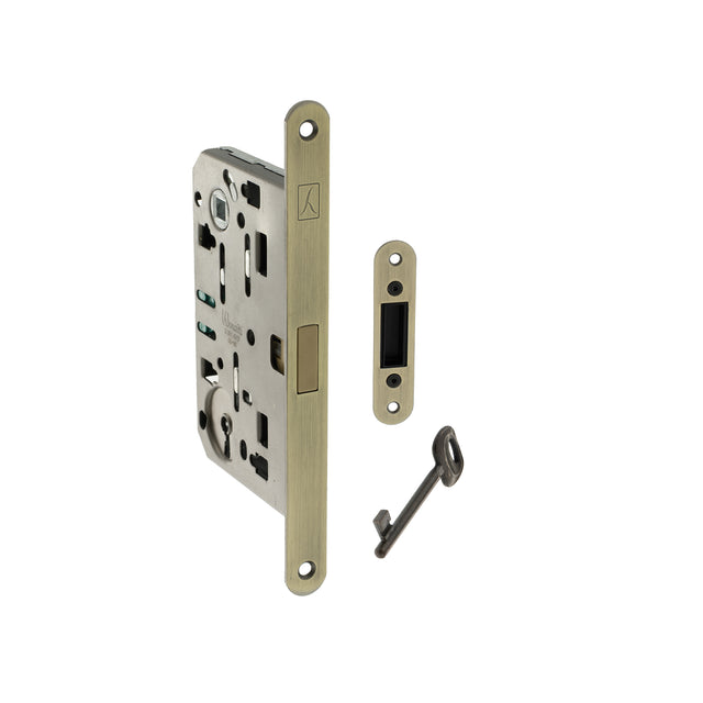 Quality image of Bonaiti Polaris 2XT Magnetic Key Sashlock 60mm backset - Matt Antique Brass | Sku. bon2xtlk60mab | available from Trade Door Handles.