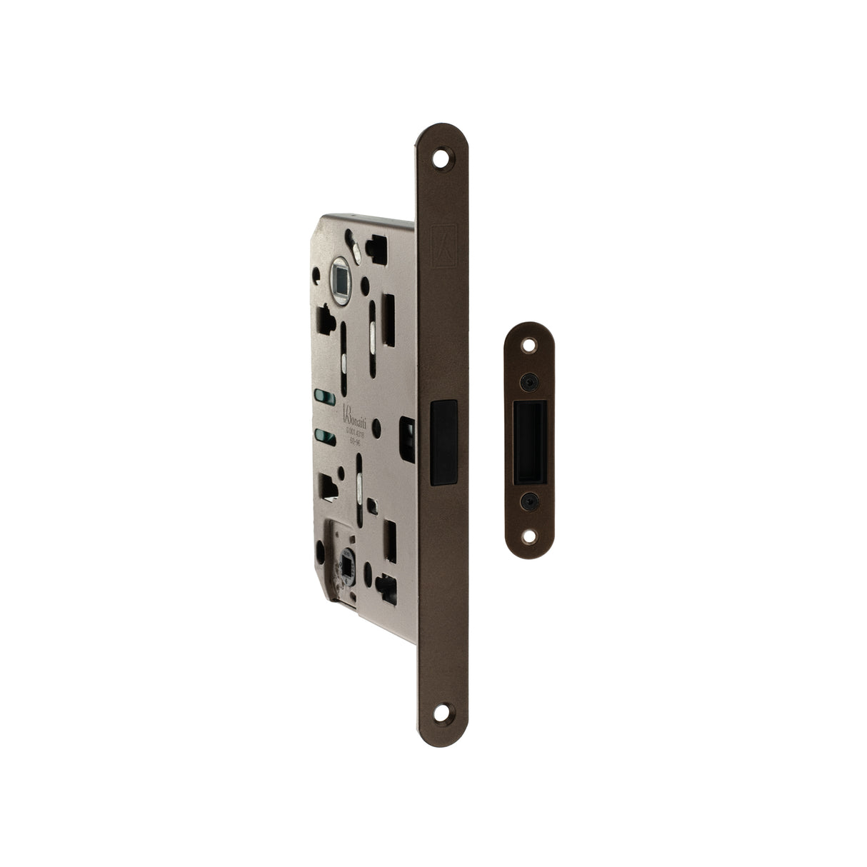 Quality image of Bonaiti Polaris 2XT Magnetic Bathroom Lock 60mm backset - Bronze | Sku. bon2xtwc60b | available from Trade Door Handles.