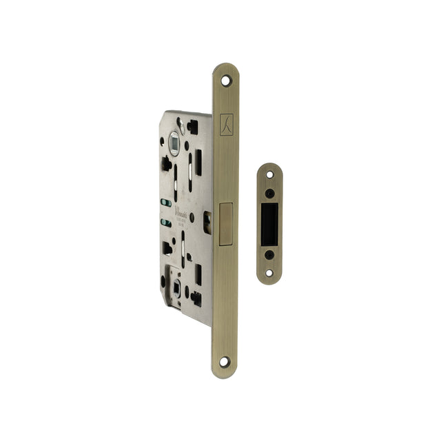 Quality image of Bonaiti Polaris 2XT Magnetic Bathroom Lock 60mm backset - Matt Antique Brass | Sku. bon2xtwc60mab | available from Trade Door Handles.