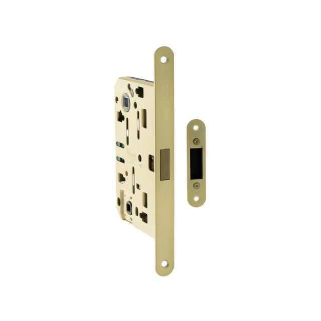 Quality image of Bonaiti Polaris 2XT Magnetic Bathroom Lock 60mm backset - Satin Brass | Sku. bon2xtwc60sb | available from Trade Door Handles.