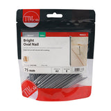 This is an image of Timco - Oval Nails - Bright 75mm (0.5 Kg TIMbag) BON75MB
