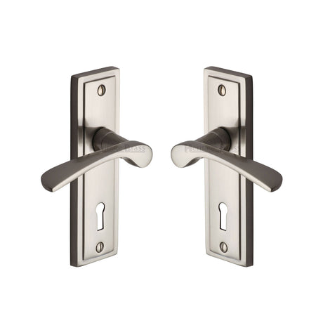 High quality image of the Sorrento Door Handle Lever Lock Boston Design Satin Nickel on Zinc finish | Sku. BOS1000-SNZ | available to order from Trade Door Handles.