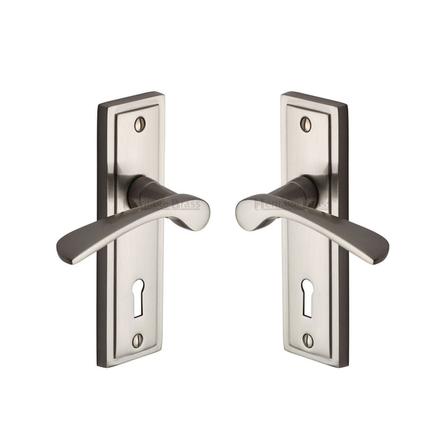 High quality image of the Sorrento Door Handle Lever Lock Boston Design Satin Nickel on Zinc finish | Sku. BOS1000-SNZ | available to order from Trade Door Handles.