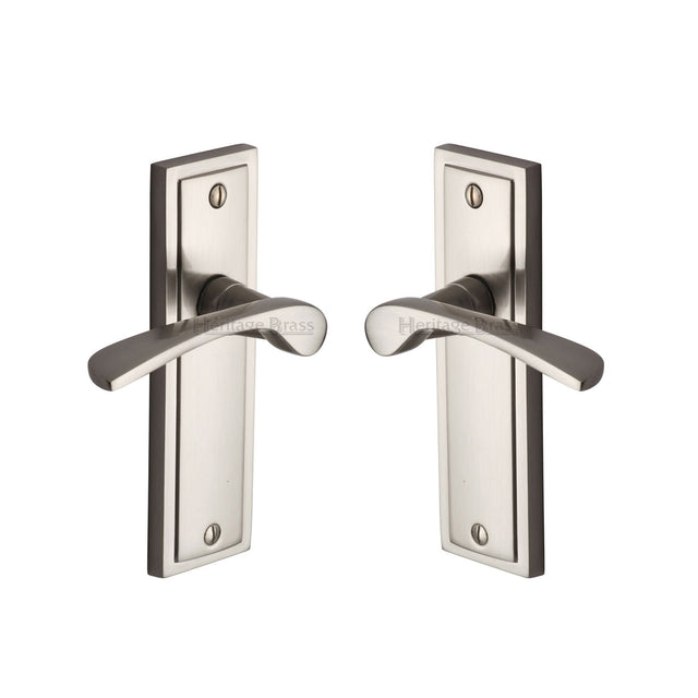 High quality image of the Sorrento Door Handle Lever Latch Boston Design Satin Nickel on Zinc finish | Sku. BOS1010-SNZ | available to order from Trade Door Handles.