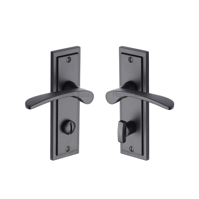 High quality image of the Sorrento Door Handle for Bathroom Boston Design Matt Black Finish
 | Sku. bos1030-blk | Discounted prices available from Trade Door Handles