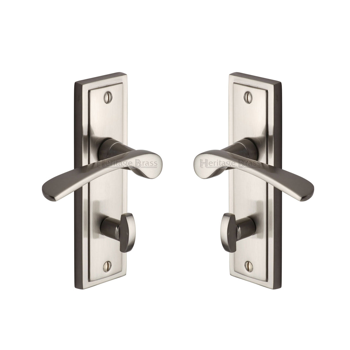 High quality image of the Sorrento Door Handle for Bathroom Boston Design Satin Nickel on Zinc finish | Sku. BOS1030-SNZ | available to order from Trade Door Handles.