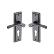 High quality image of the Sorrento Door Handle for Euro Profile Plate Boston Design Matt Black Finish
 | Sku. bos1048-blk | Discounted prices available from Trade Door Handles