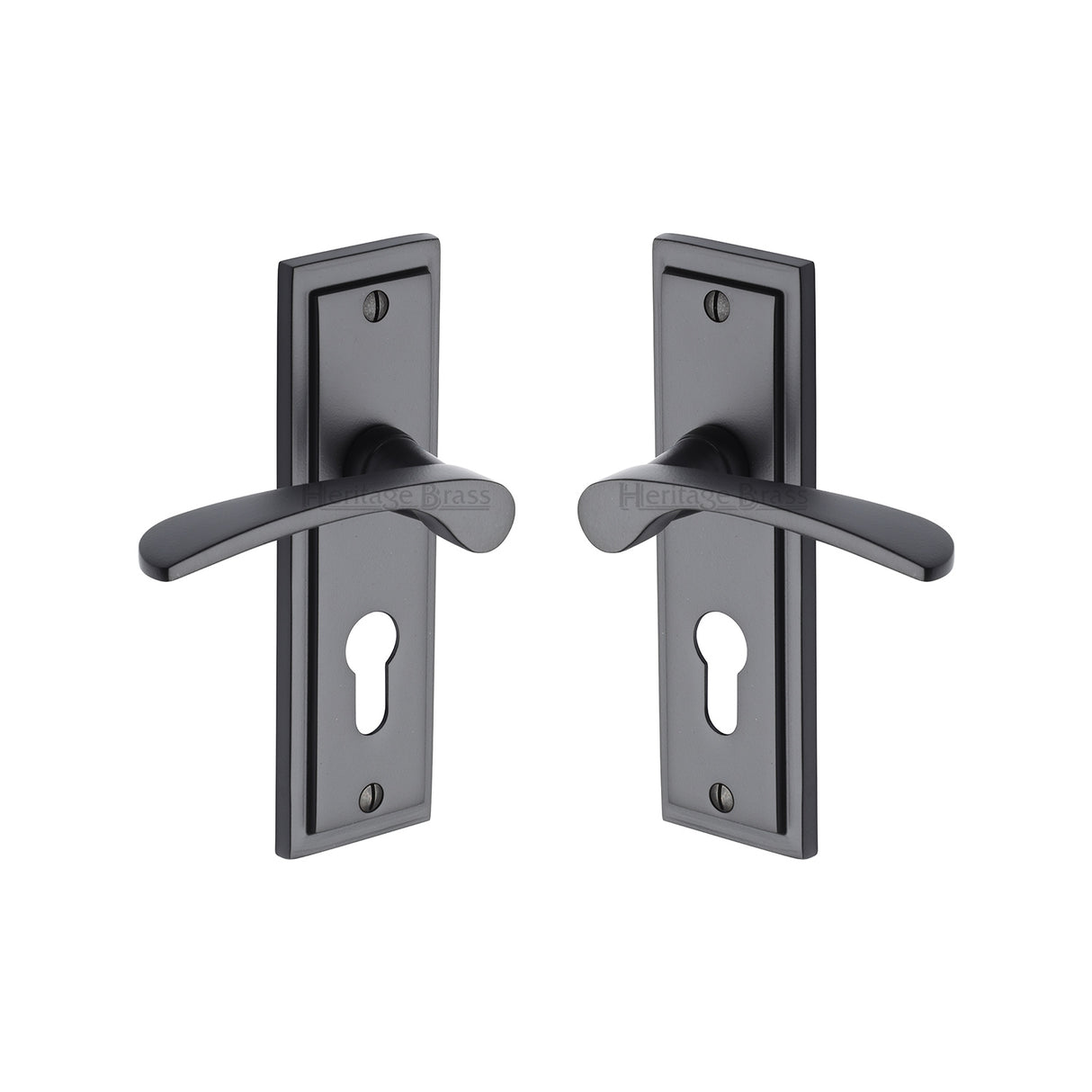 High quality image of the Sorrento Door Handle for Euro Profile Plate Boston Design Matt Black Finish
 | Sku. bos1048-blk | Discounted prices available from Trade Door Handles