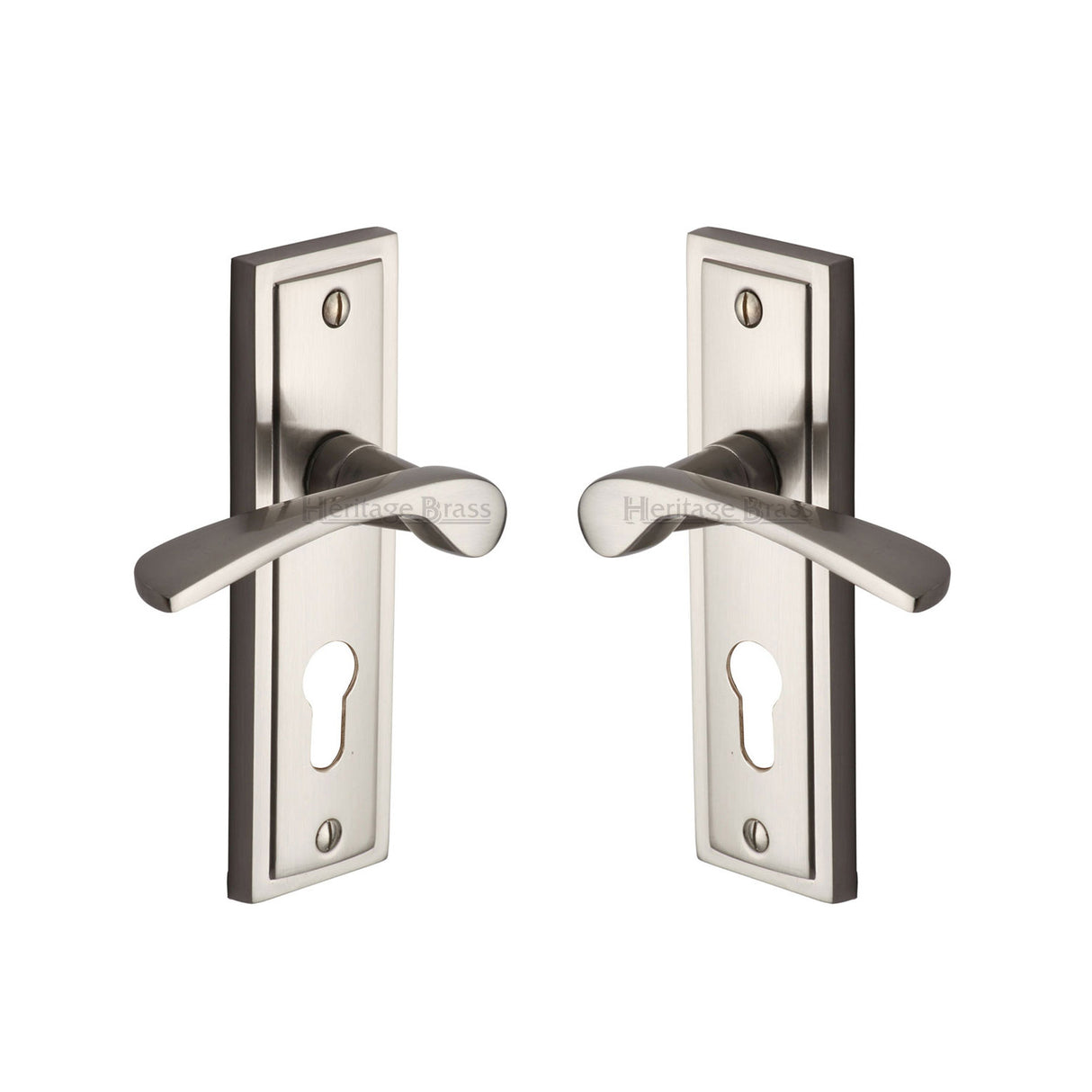 High quality image of the Sorrento Door Handle for Euro Profile Plate Boston Design Satin Nickel on Zinc finish | Sku. BOS1048-SNZ | available to order from Trade Door Handles.