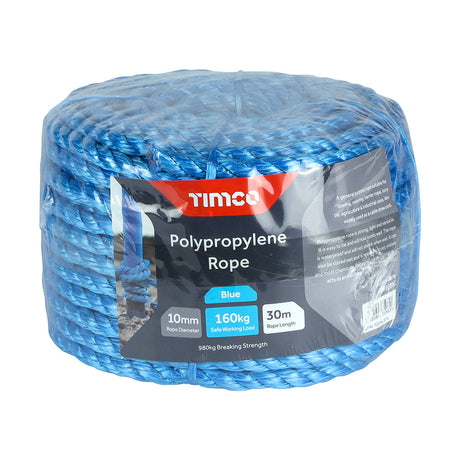This is an image of Timco - Polypropylene Rope - Blue - Coil 10mm x 30m (1 Each Unit) BR1030C
