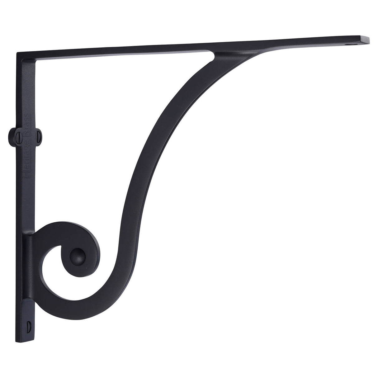 High quality image of the Heritage Brass Ornate Shelf Bracket 10'' x 8'' Matt Black Finish | Sku. br2170-10-bkmt | Discounted prices available from Trade Door Handles