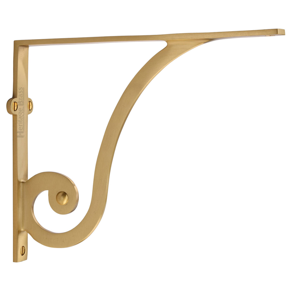 High quality image of the Heritage Brass Ornate Shelf Bracket 10'' x 8'' Satin Brass Finish | Sku. br2170-10-sb | Discounted prices available from Trade Door Handles