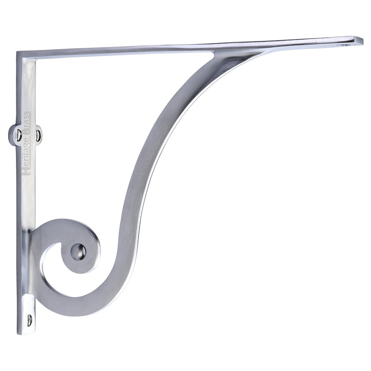 High quality image of the Heritage Brass Ornate Shelf Bracket 10'' x 8'' Satin Chrome Finish | Sku. br2170-10-sc | Discounted prices available from Trade Door Handles