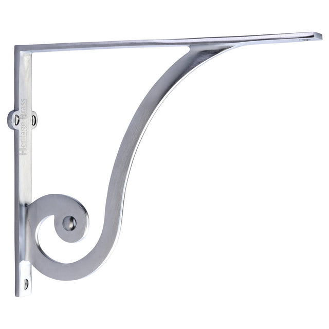 High quality image of the Heritage Brass Ornate Shelf Bracket 10'' x 8'' Satin Chrome Finish | Sku. br2170-10-sc | Discounted prices available from Trade Door Handles